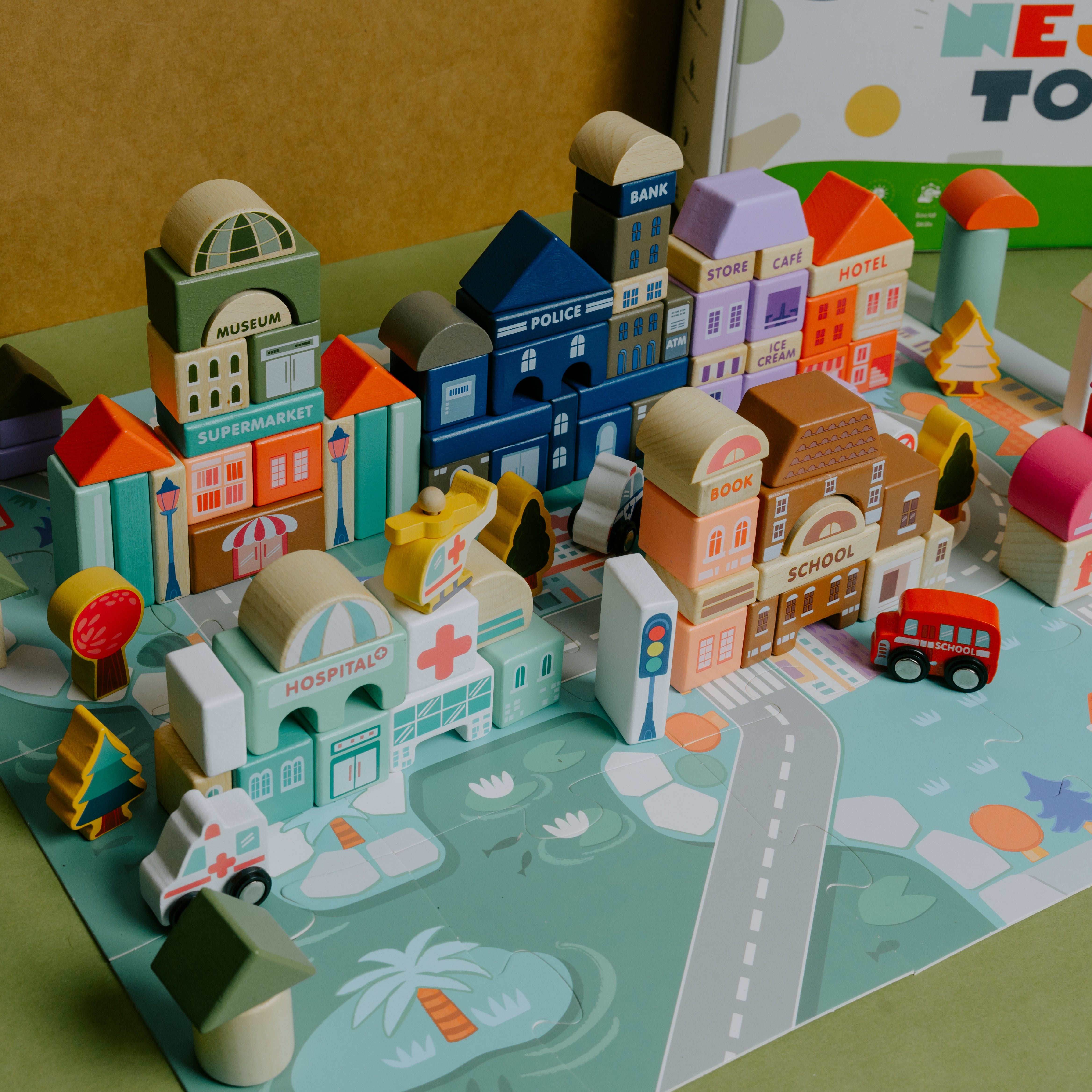 Wooden City Building Blocks Toy (115 Pieces)