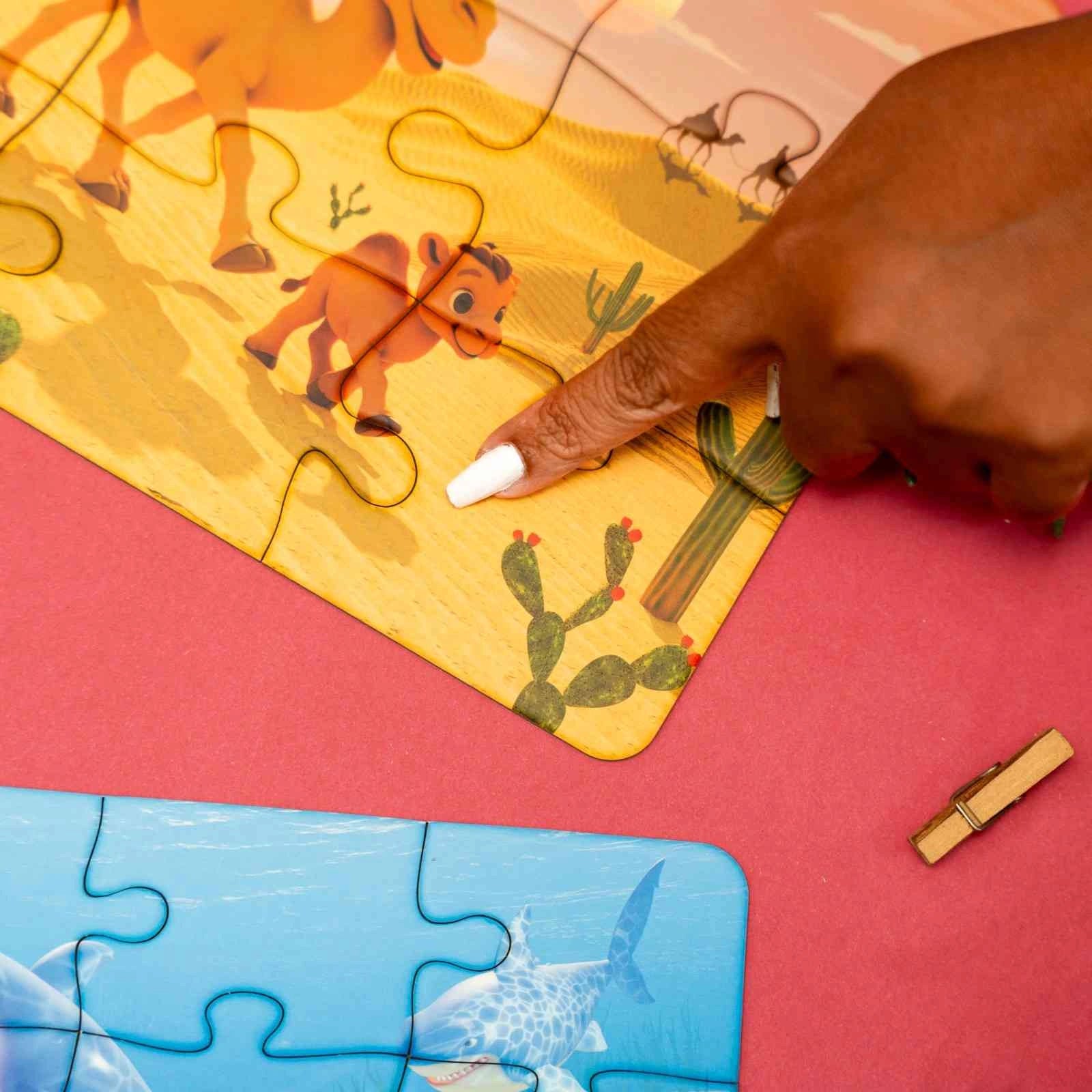 NESTA TOYS - Floor Puzzle & Game | 4 in 1 Jigsaw Puzzle | Habitat (9 Pcs,12 Pcs, 16 Pcs, 20 Pcs) 