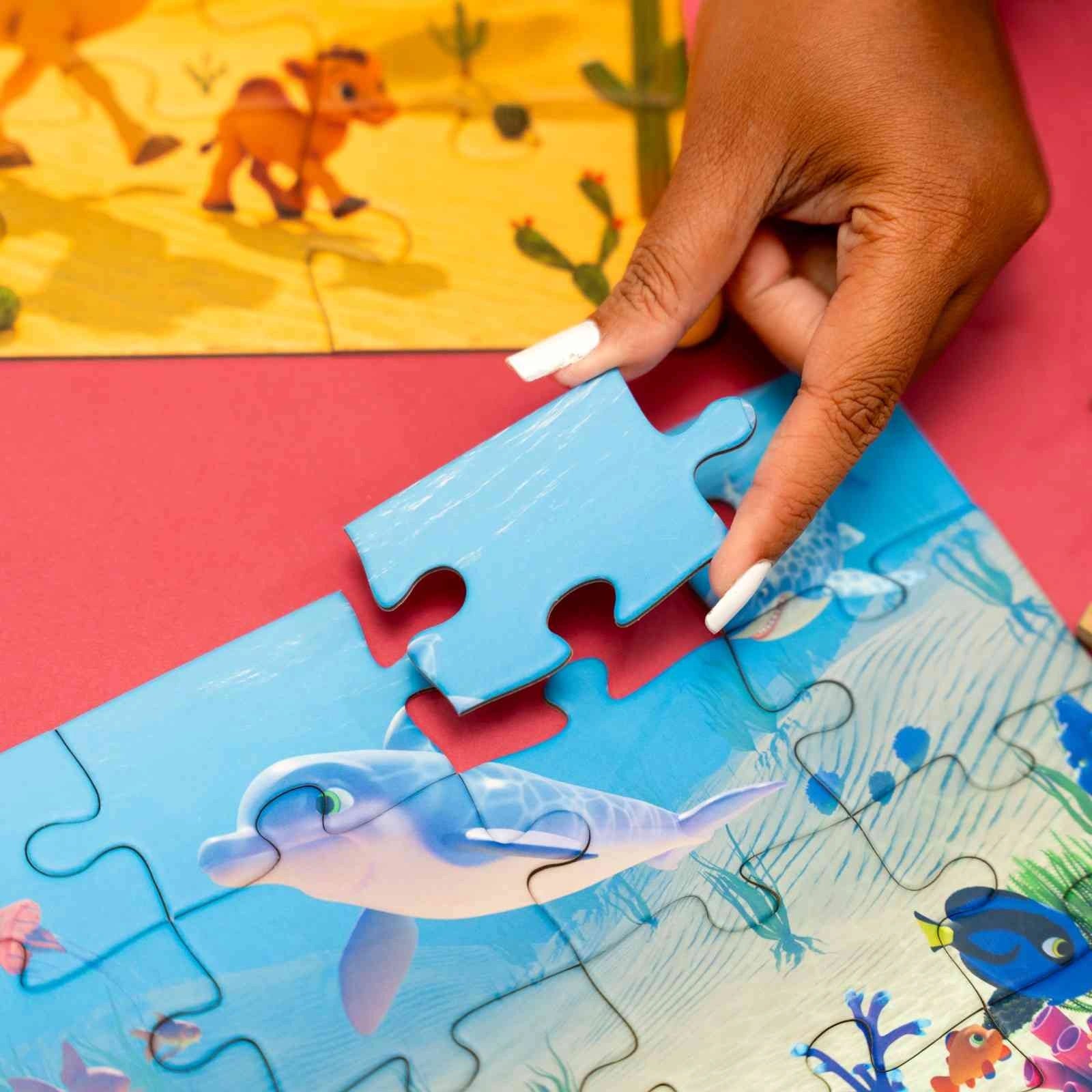 NESTA TOYS - Floor Puzzle & Game | 4 in 1 Jigsaw Puzzle | Habitat (9 Pcs,12 Pcs, 16 Pcs, 20 Pcs) 