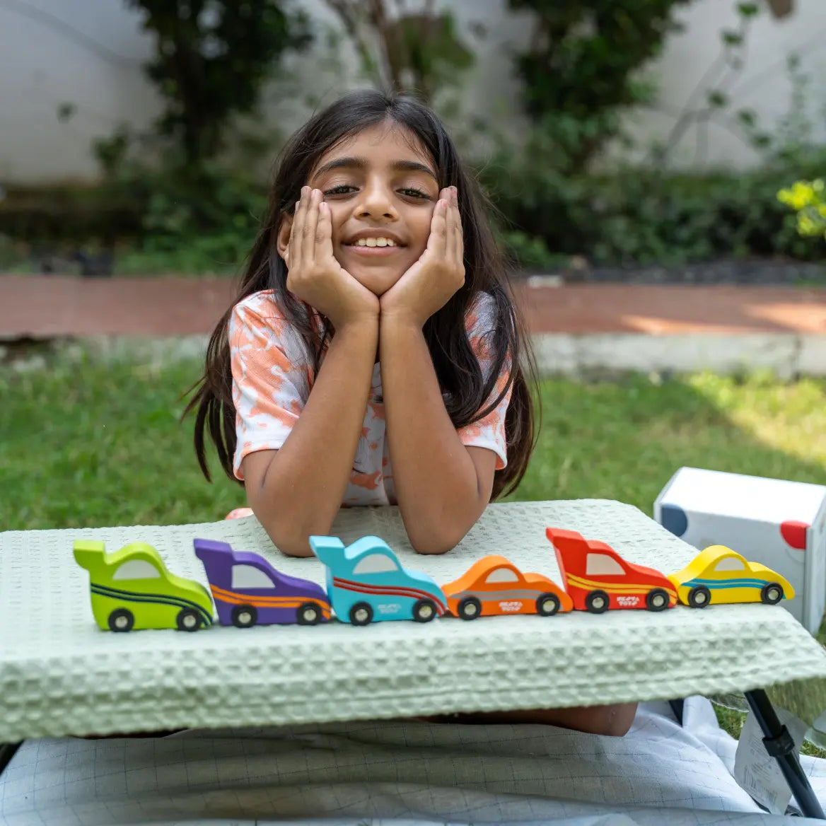 Wooden Car (3 Pcs) - Sky Blue, Yellow, Red