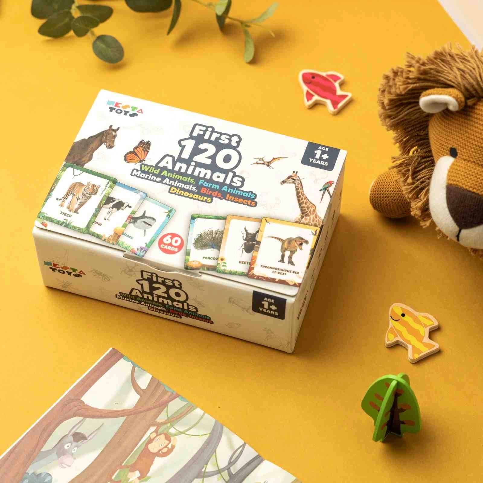 NESTA TOYS - Large Flash Cards for Toddlers (Thick & Sturdy) - First 120 Animals | Montessori Toys & Preschool Learning Activities