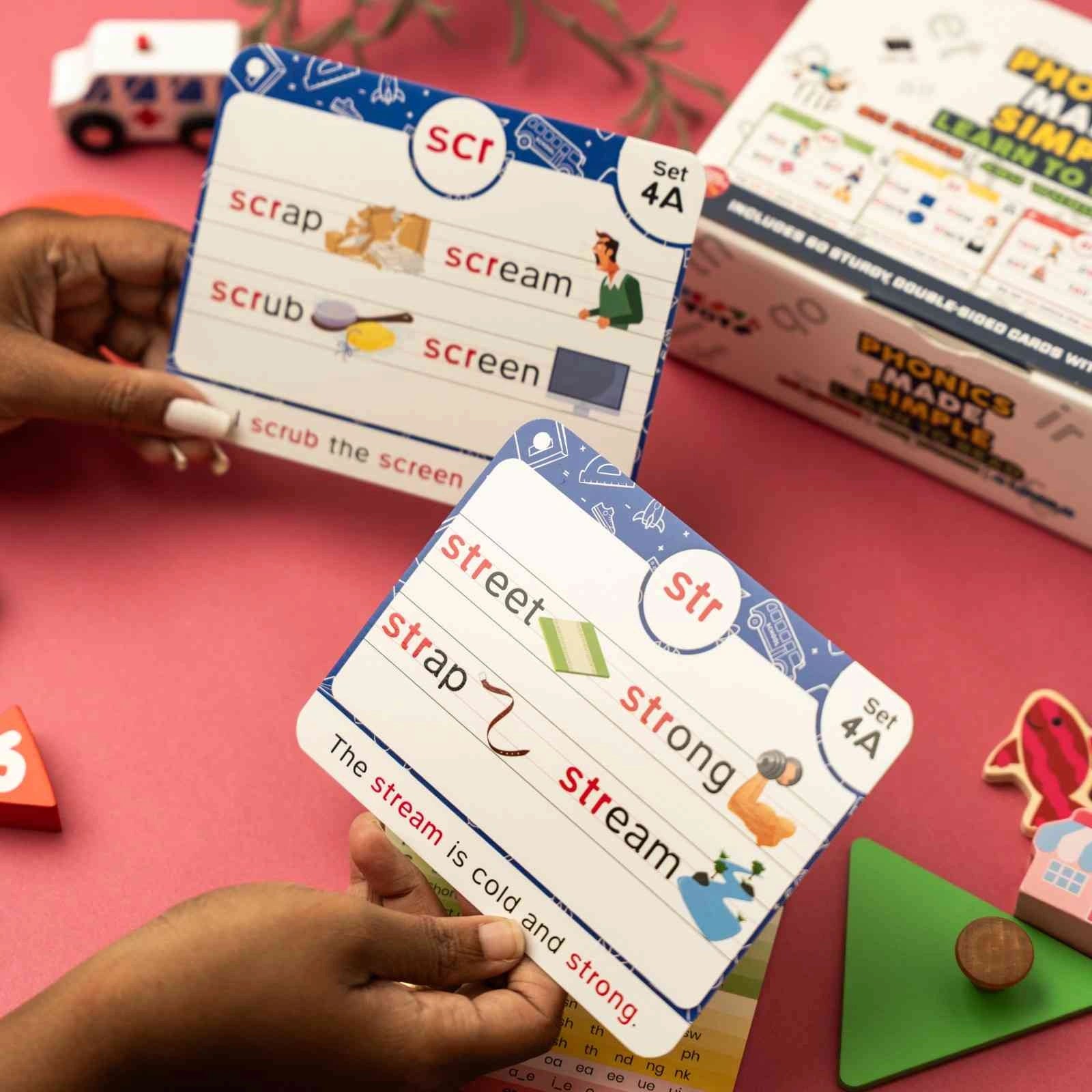 NESTA TOYS - Large Phonics Flash Cards | Learn to Read, 480+ Words - Digraphs, CVC Blends, Long Vowel Sounds