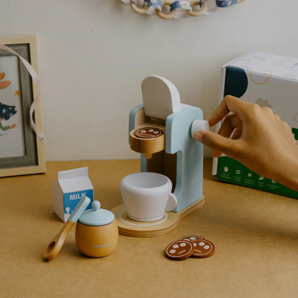 NESTA TOYS - Wooden Coffee Machine Toy (Blue)
