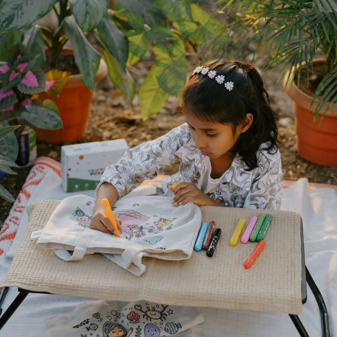 DIY Doodle Bag, doodle toys, Princess & Mermaid Themes, DIY art for kids, colouring toys and books