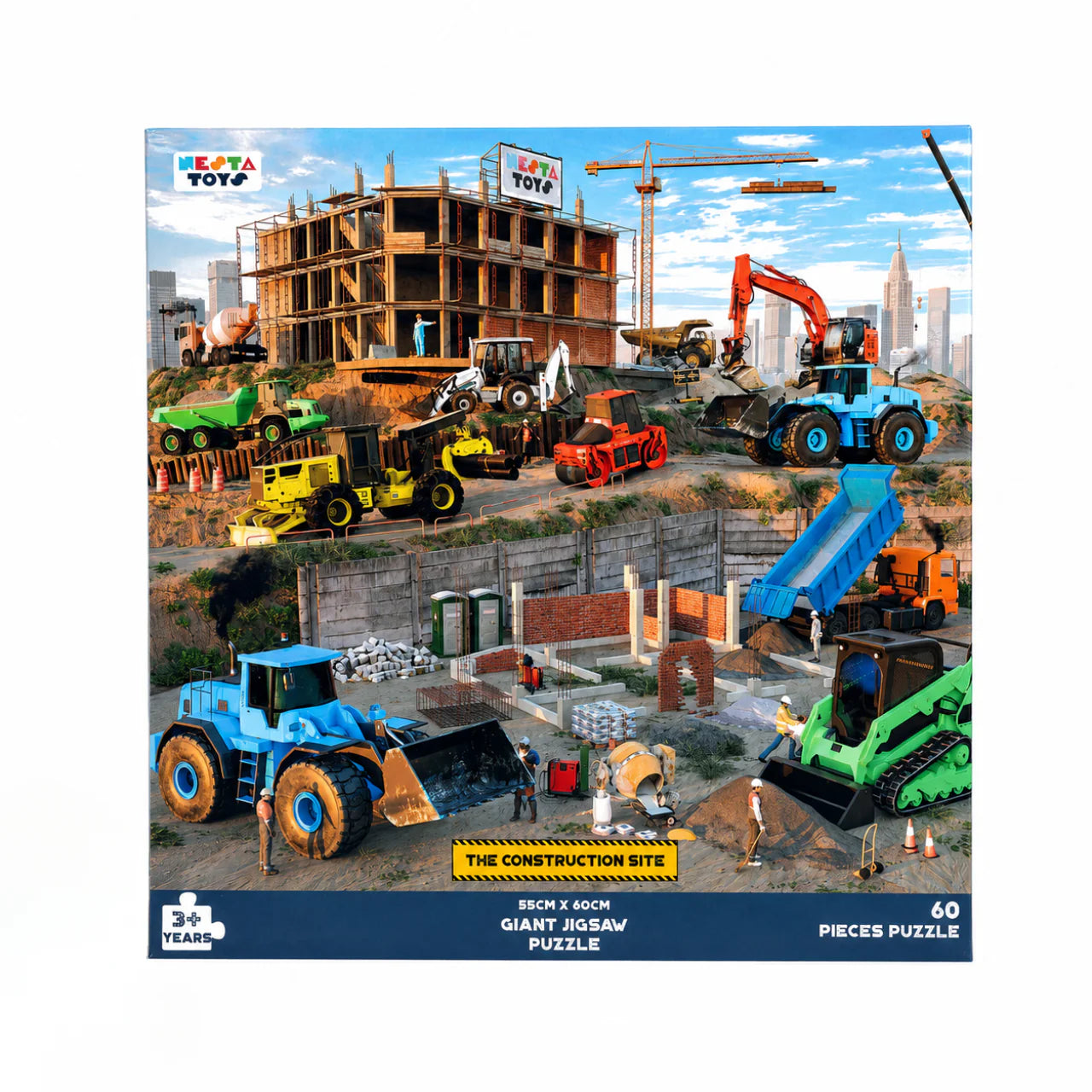 NESTA TOYS Construction Site Jigsaw Puzzle (64 Pieces) | Construction Vehicles & STEM Learning Puzzle for Kids Ages 3+