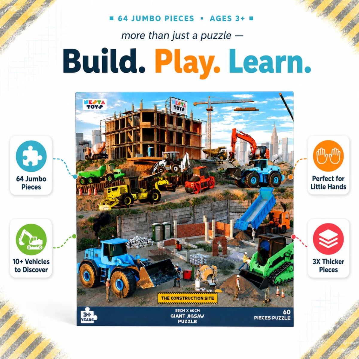 Construction Site Jigsaw Puzzle (64 Pcs) - NESTA TOYS