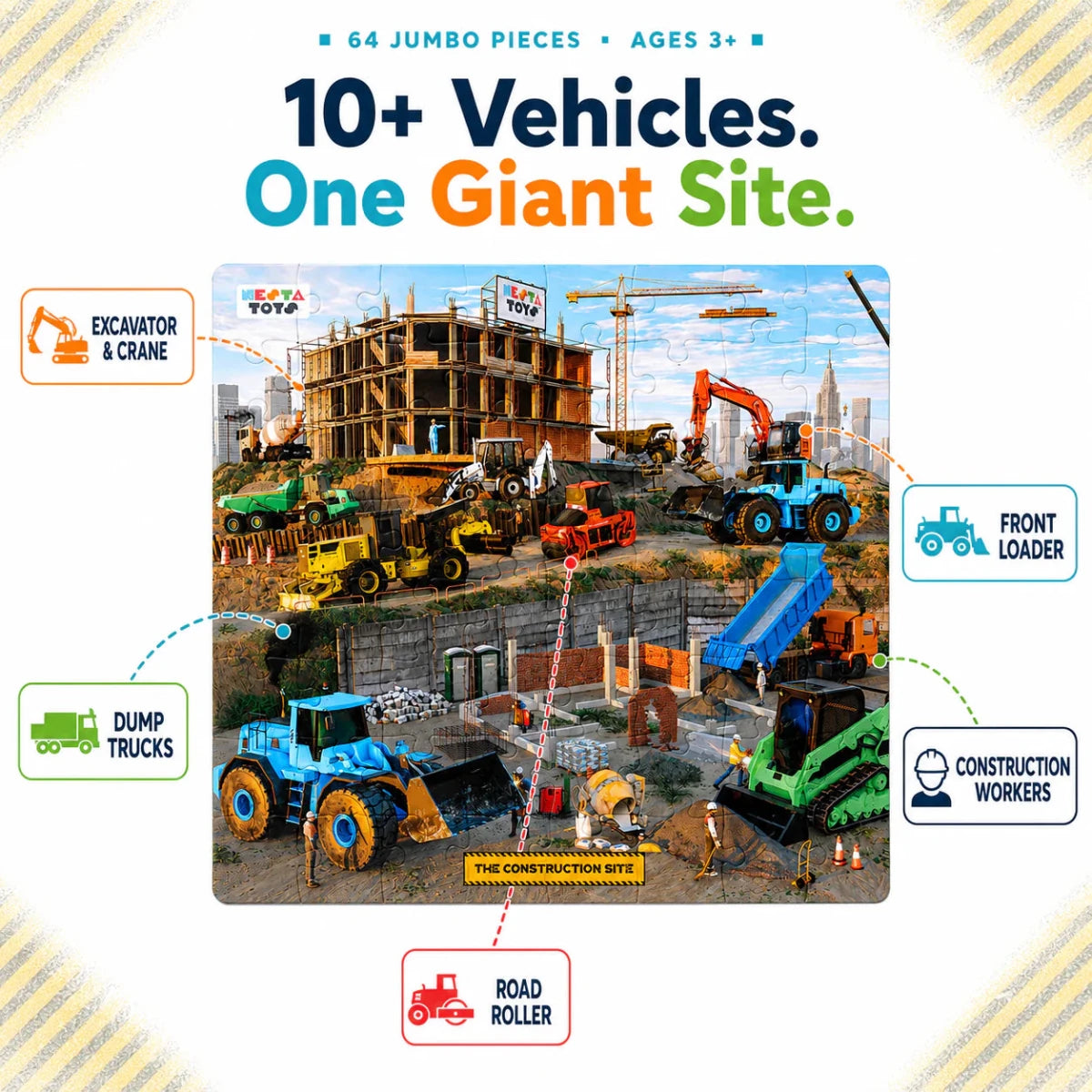 Construction Site Jigsaw Puzzle (64 Pcs) - NESTA TOYS