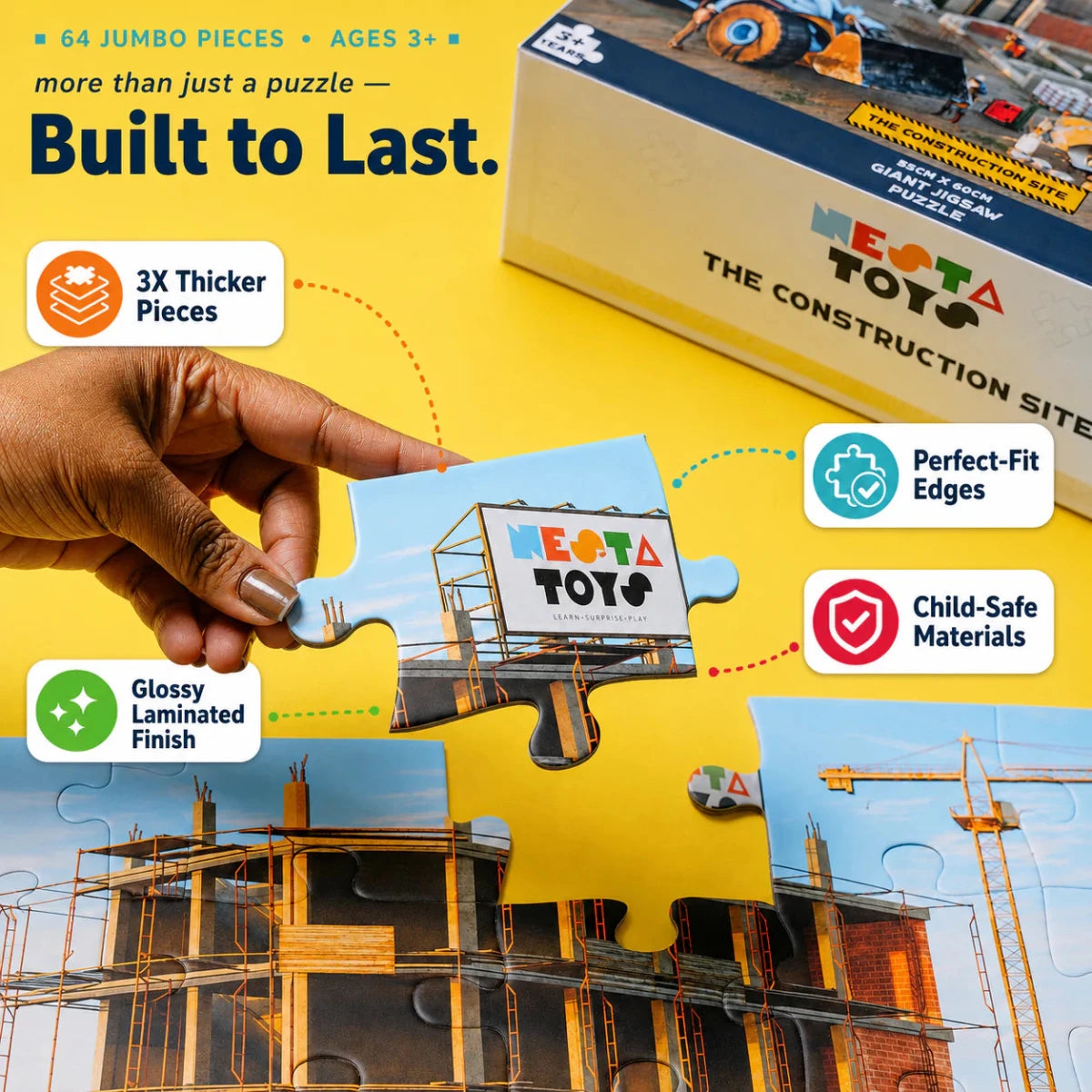 Construction Site Jigsaw Puzzle (64 Pcs) - NESTA TOYS