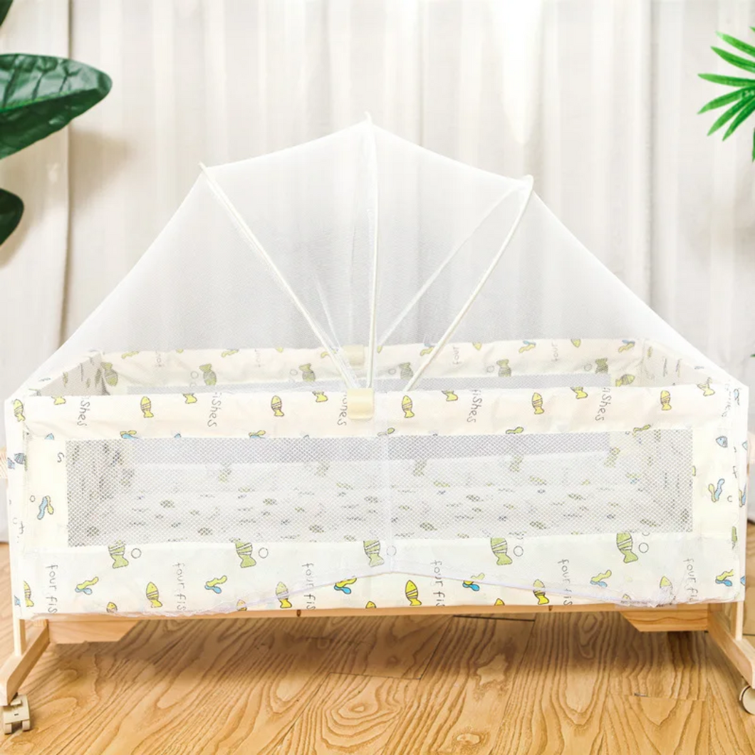 Wooden Crib with Removable Mosquito Net