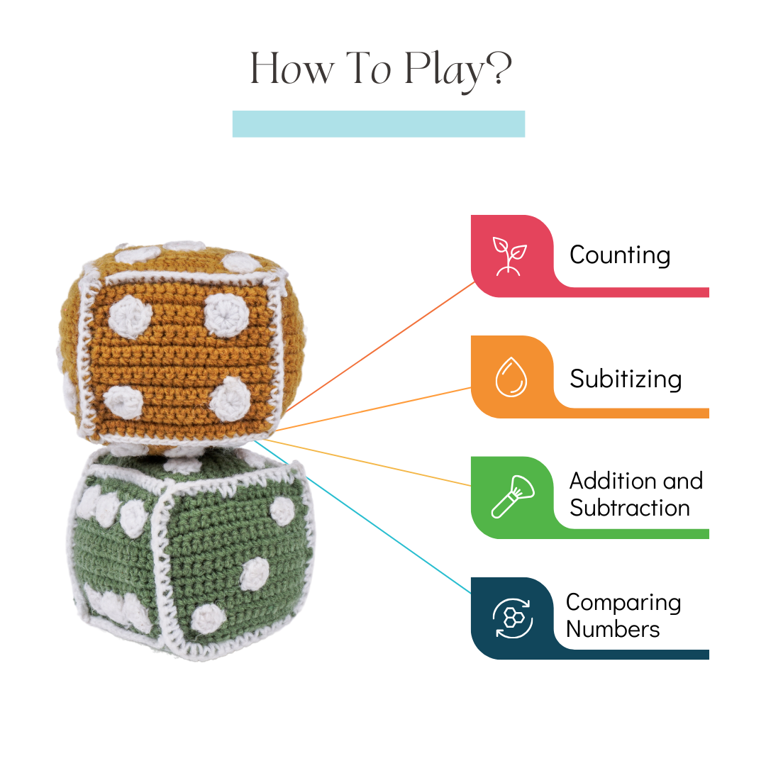 NESTA TOYS - Crochet Dice | Early Math Toy (2 Pcs)