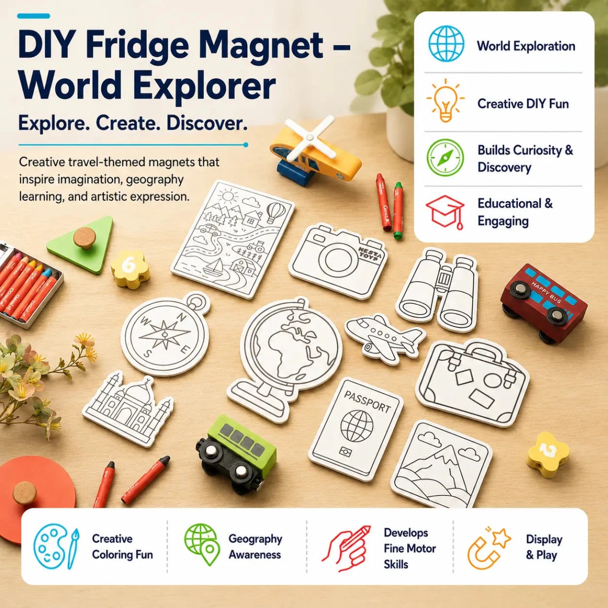 DIY Fridge Magnet - World Explorer - NESTA TOYS
