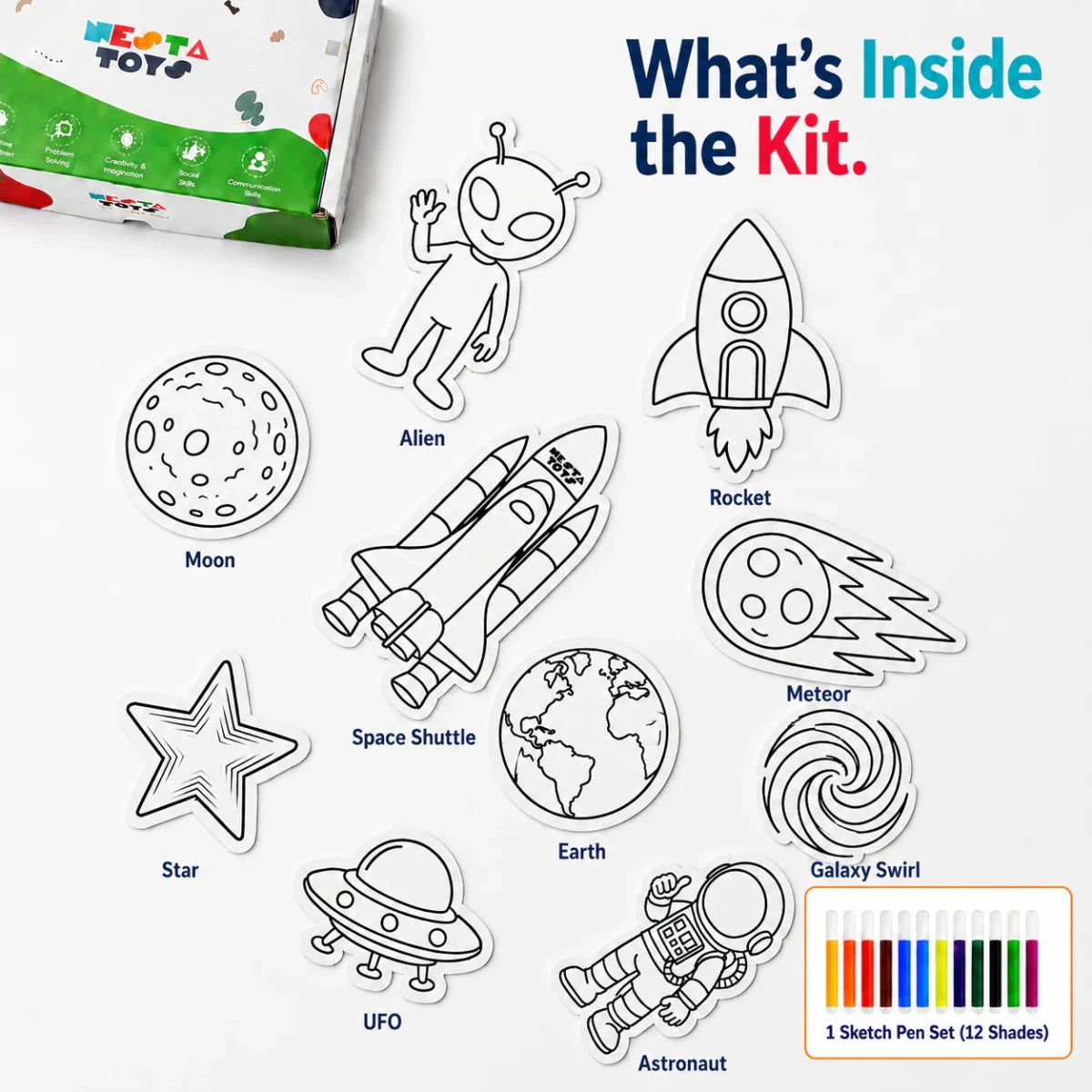 DIY Fridge Magnet (10 Pcs) - Space - NESTA TOYS
