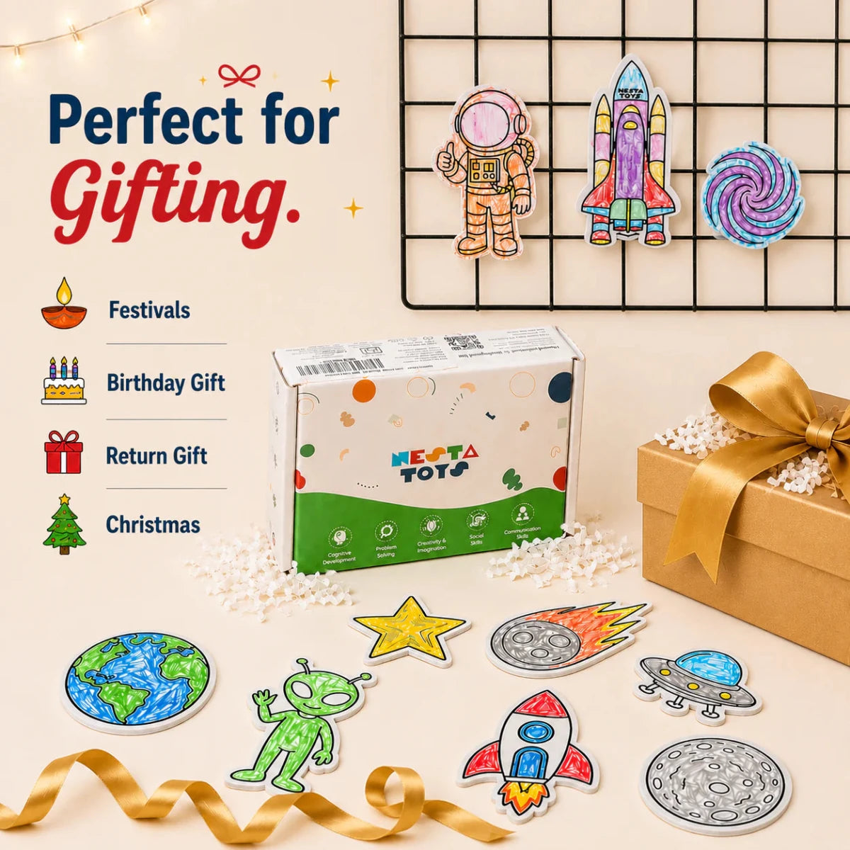 DIY Fridge Magnet (10 Pcs) - Space - NESTA TOYS