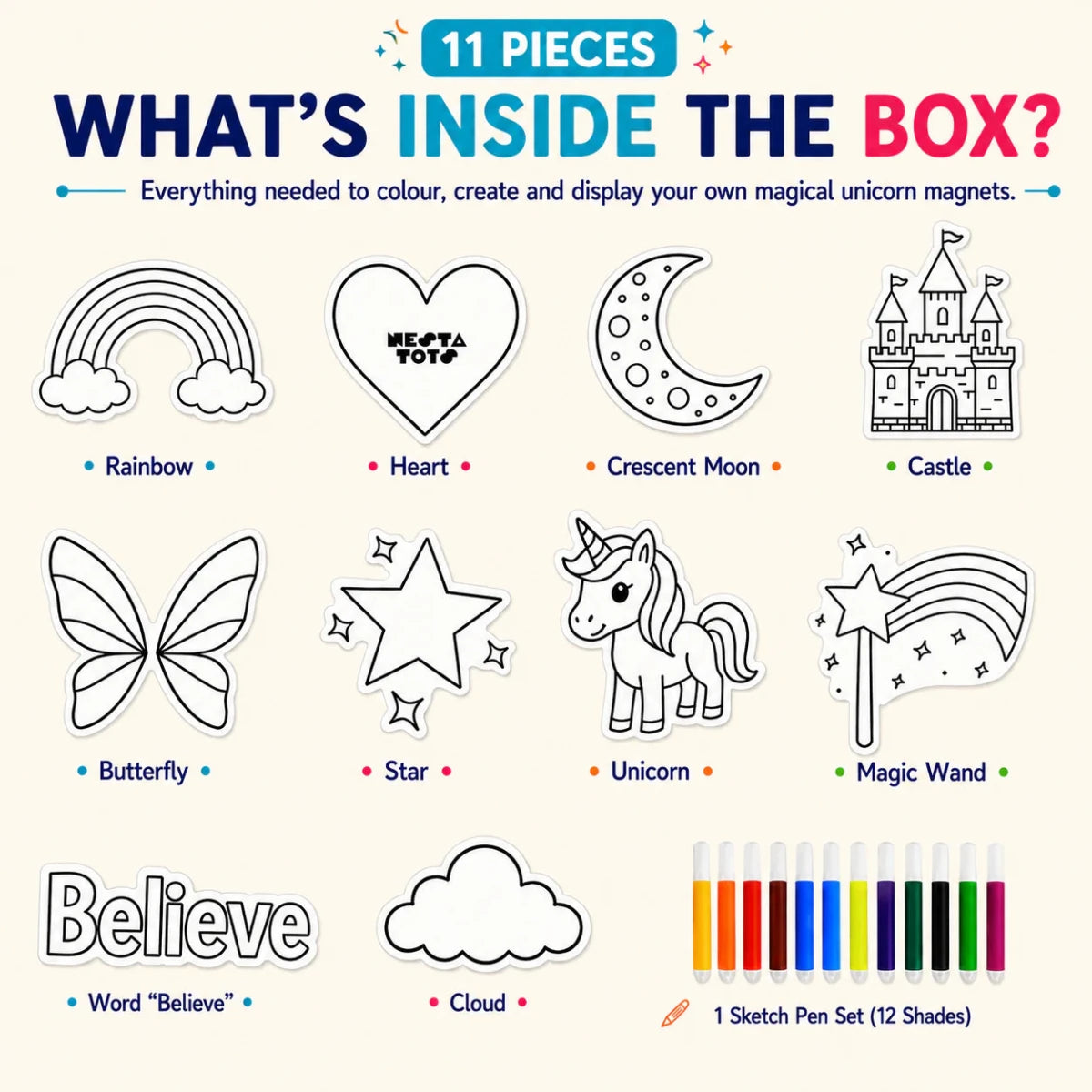 DIY Fridge Magnet (10 Pcs) - Unicorn - NESTA TOYS