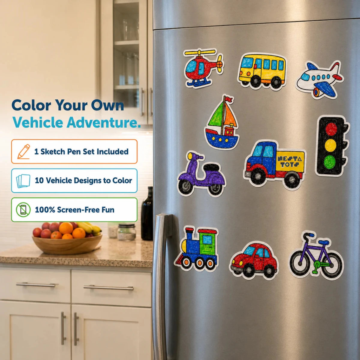 DIY Fridge Magnet (10 Pcs) - Vehicles - NESTA TOYS