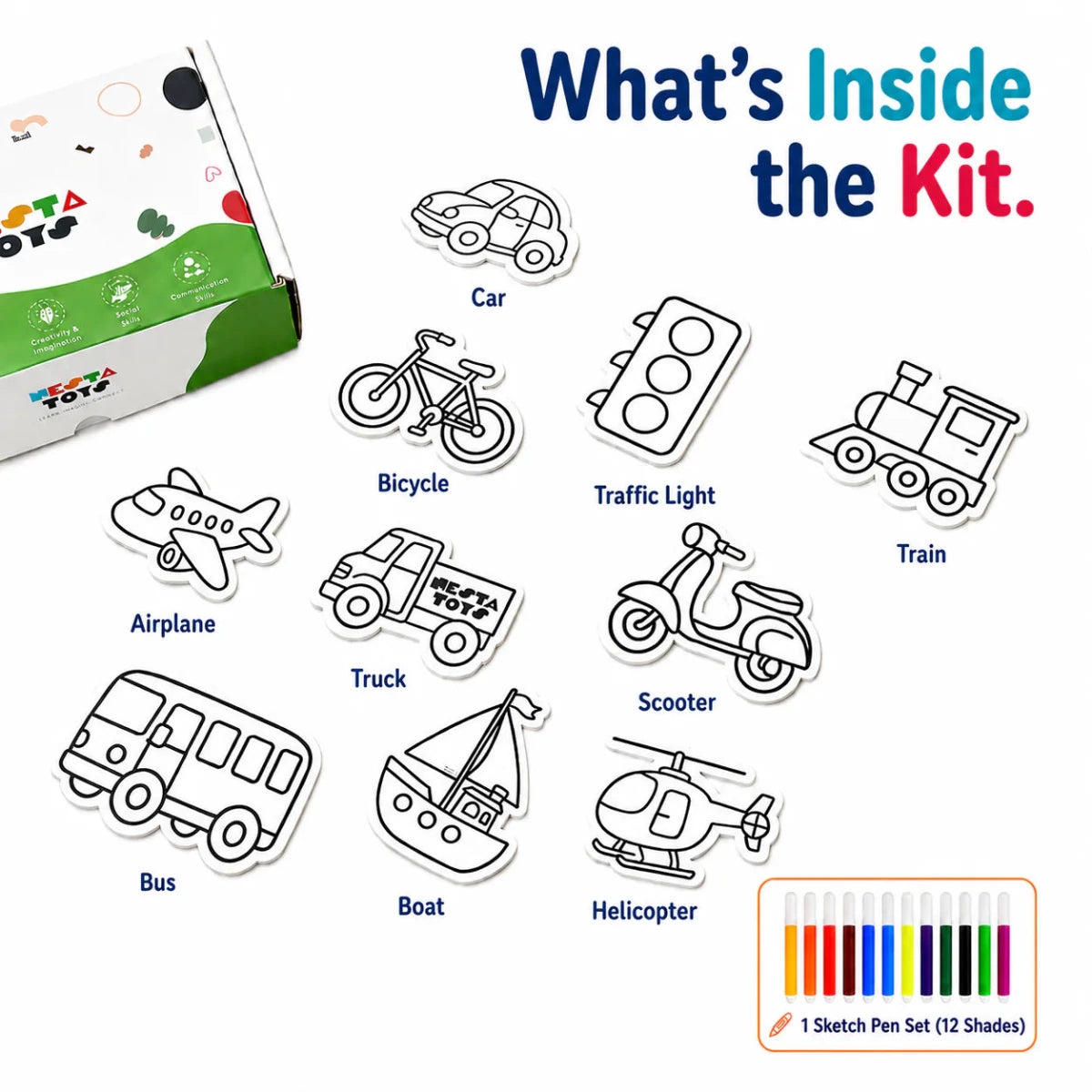 DIY Fridge Magnet (10 Pcs) - Vehicles - NESTA TOYS