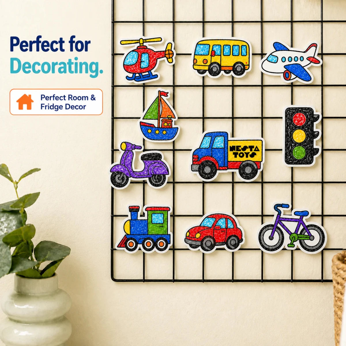 DIY Fridge Magnet (10 Pcs) - Vehicles - NESTA TOYS