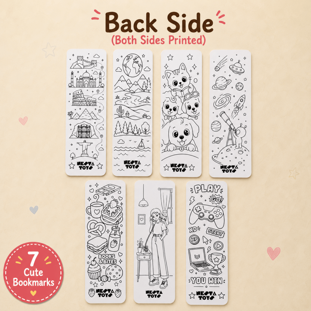 DIY Double-Sided Bookmark Kit (7 Pcs) - Art & Craft Activity for Kids - NESTA TOYS