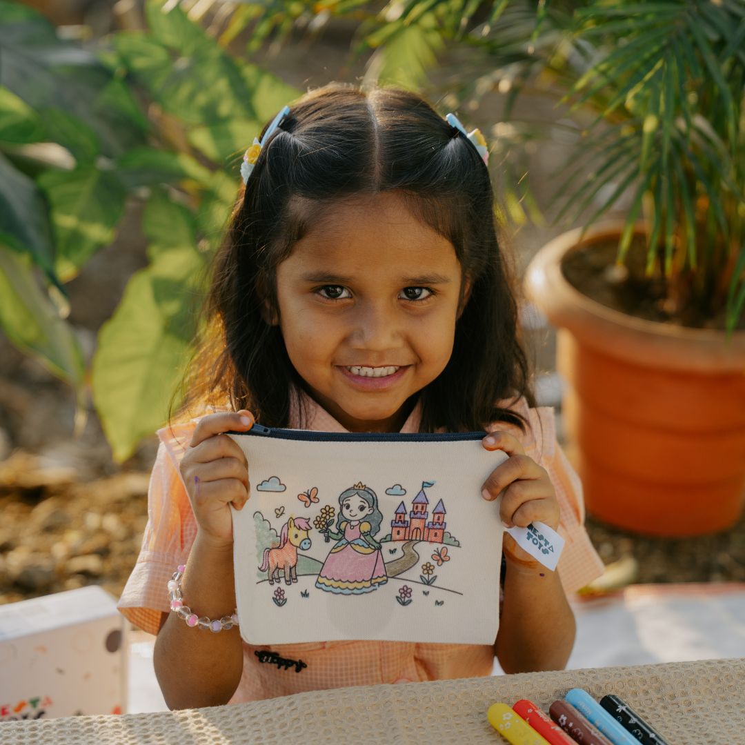 DIY Coloring Cotton Pouch for Kids  -Princess Theme