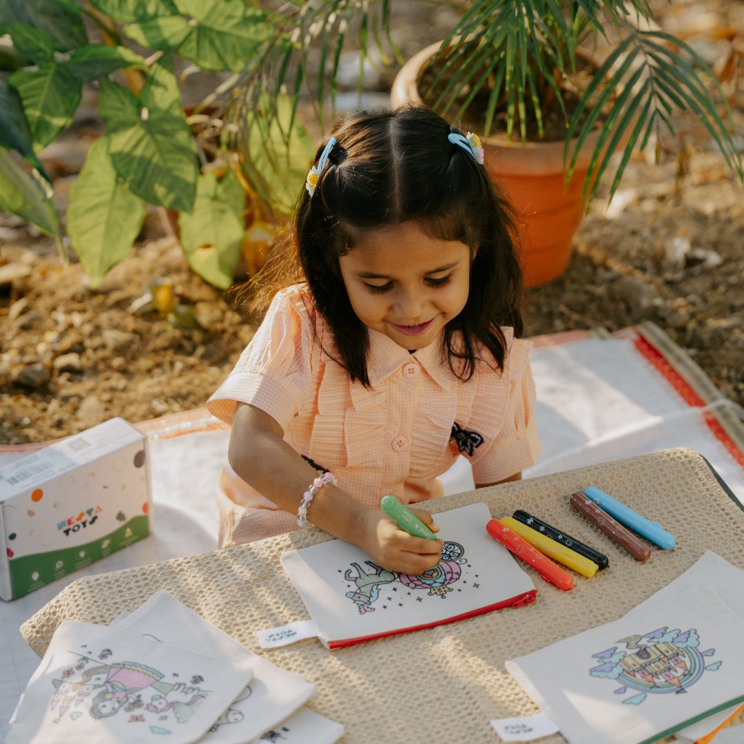 DIY Coloring Cotton Pouch for Kids  -Princess Theme