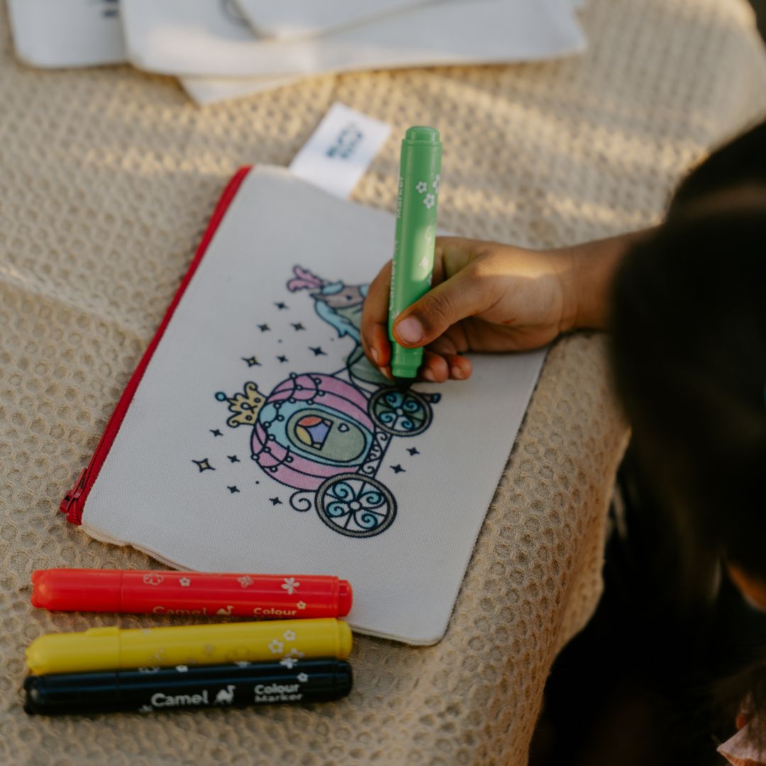 DIY Coloring Cotton Pouch for Kids  -Princess Theme