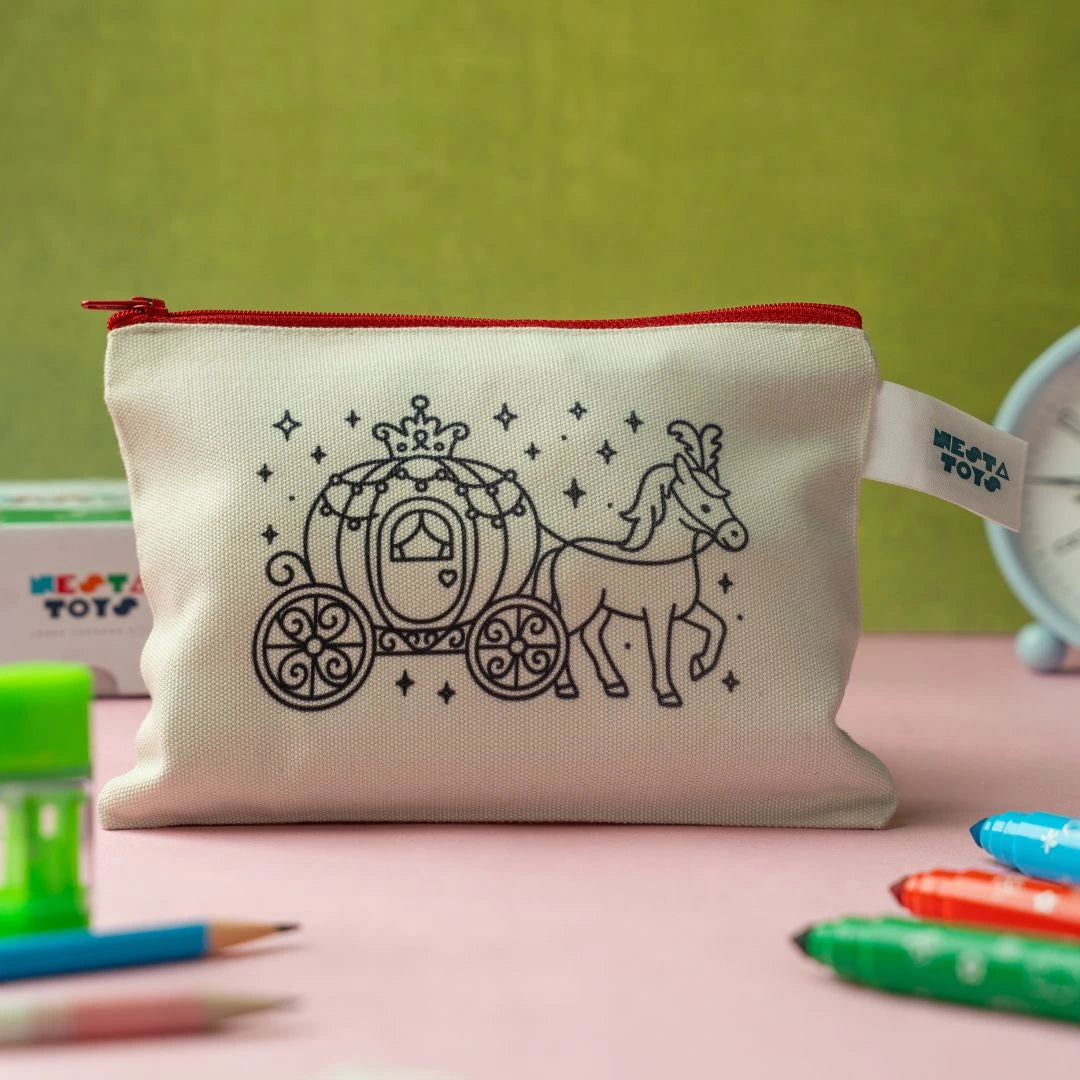 DIY Coloring Cotton Pouch for Kids  -Princess Theme