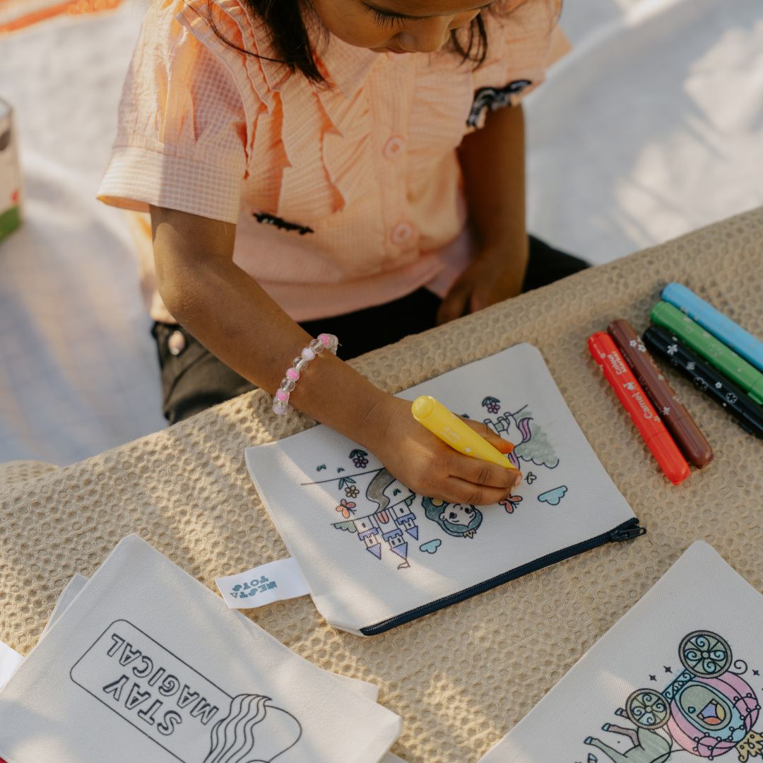 DIY Coloring Cotton Pouch for Kids  -Princess Theme