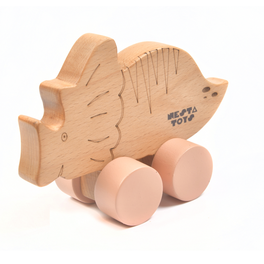 Dinosaur Pull Along Toy, wooden toy for babies