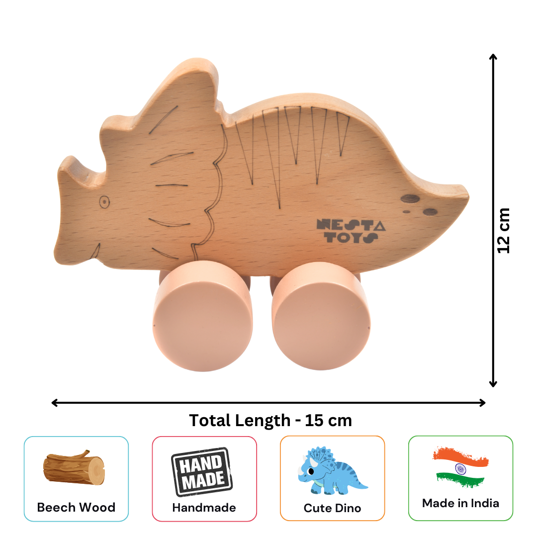 Dinosaur Pull Along Toy, wooden toy for babies