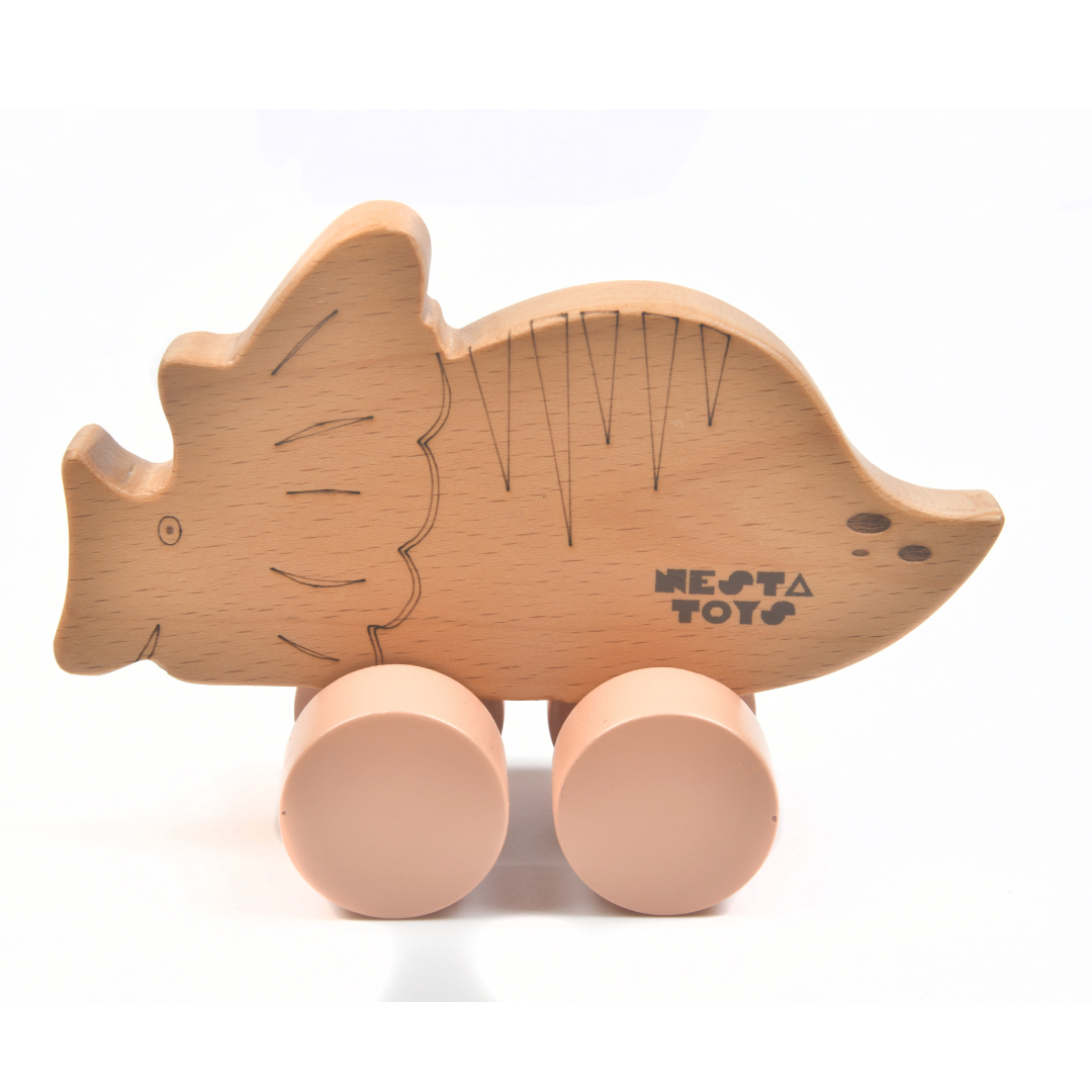 Dinosaur Pull Along Toy, wooden toy for babies