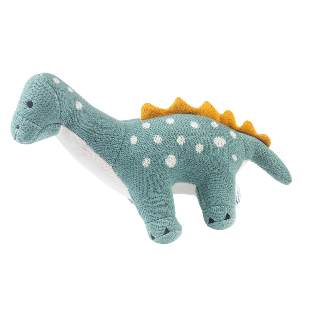 Dippy the Dino | Knitted Cotton Animal Plush Toy for Kids