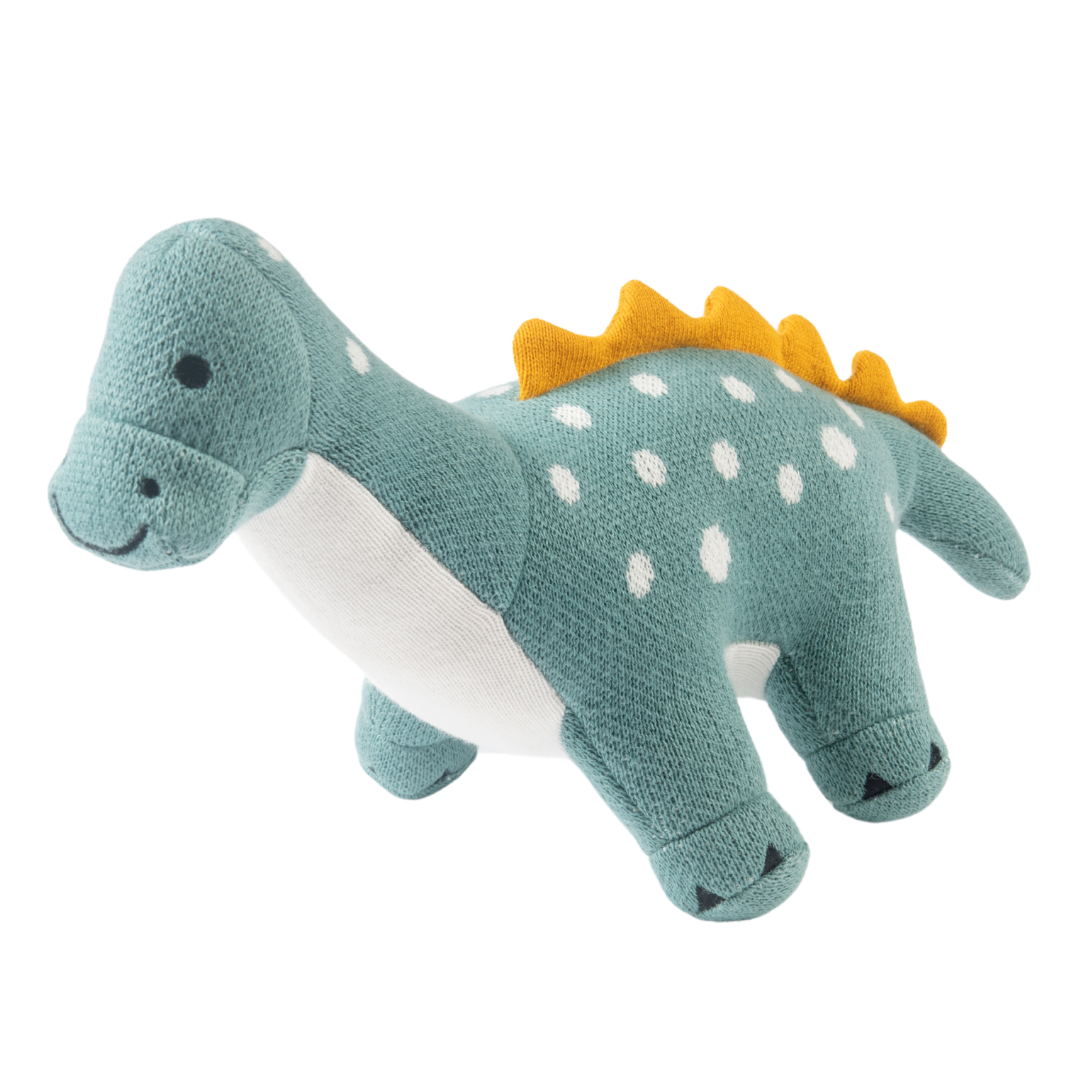 Dippy the Dino | Knitted Cotton Animal Plush Toy for Kids