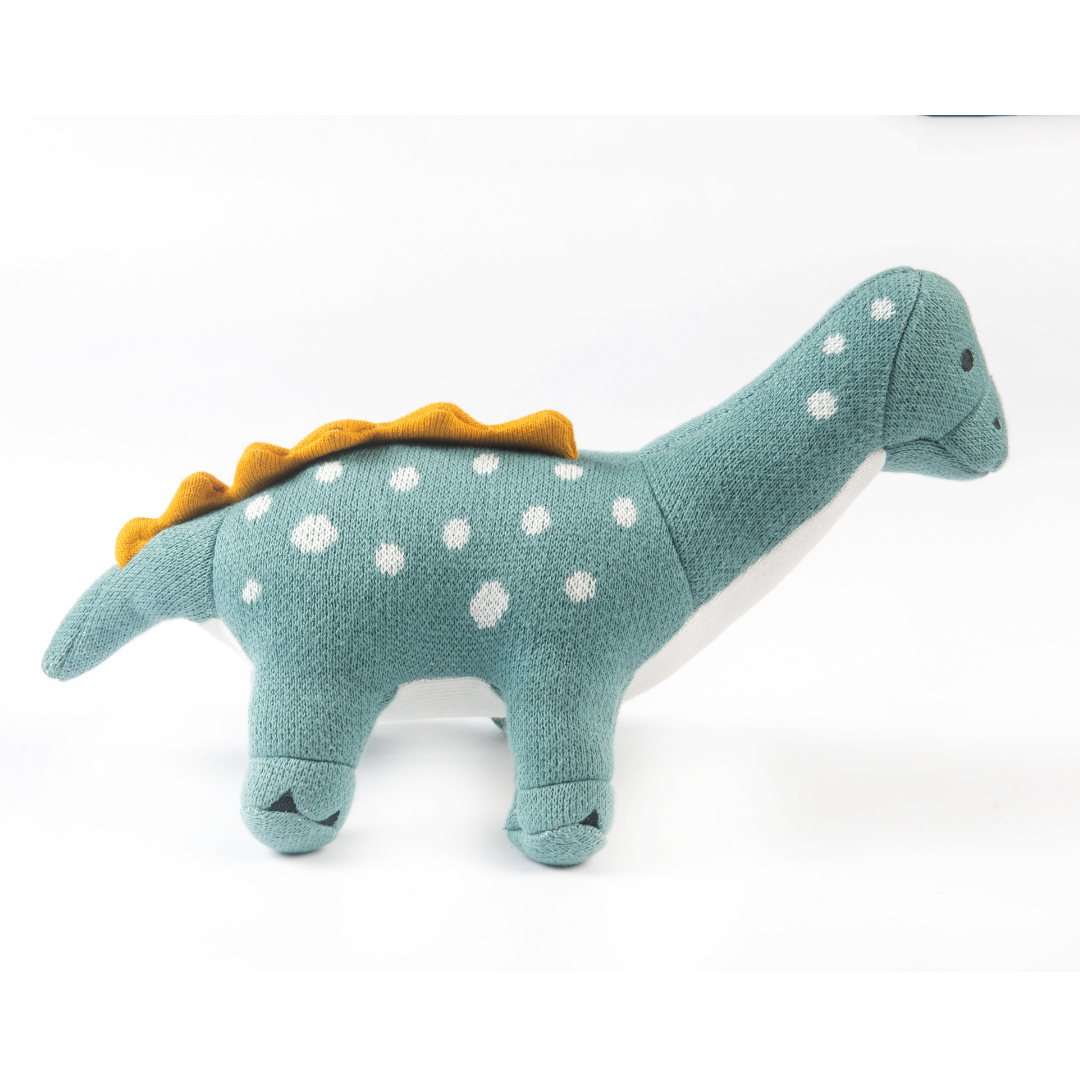 Dippy the Dino | Knitted Cotton Animal Plush Toy for Kids