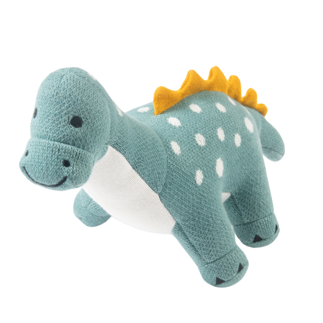 Dippy the Dino | Knitted Cotton Animal Plush Toy for Kids