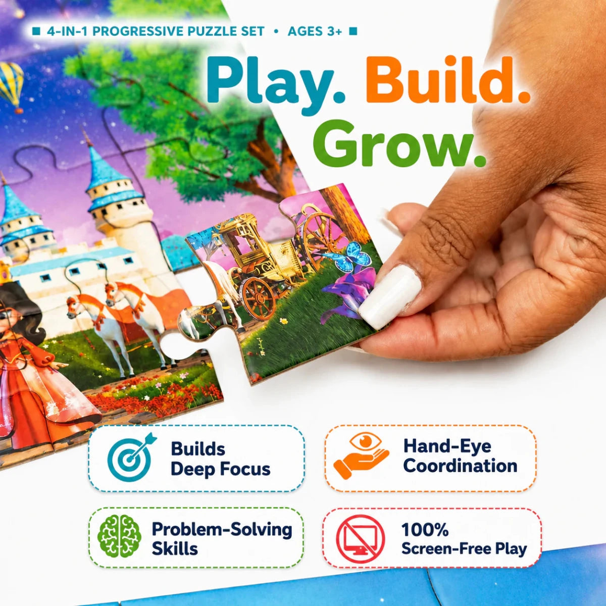 Enchantia - 4 in 1 Level Up & Learn Jigsaw Puzzle (9 Pcs - 20 Pcs) - Free Gift - NESTA TOYS