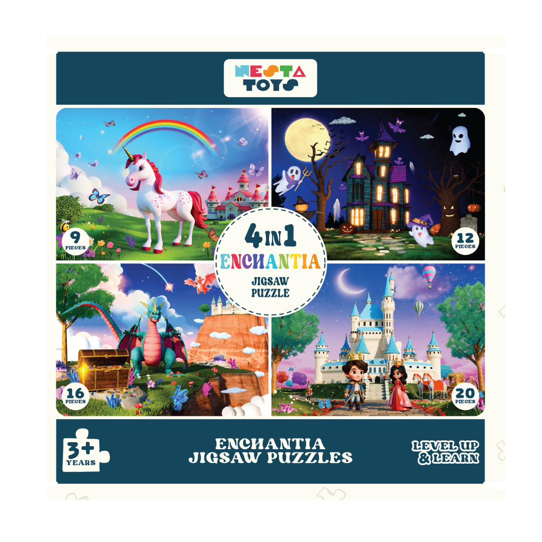 Enchantia - 4 in 1 Level Up & Learn Jigsaw Puzzle (9 Pcs - 20 Pcs) - nestatoys