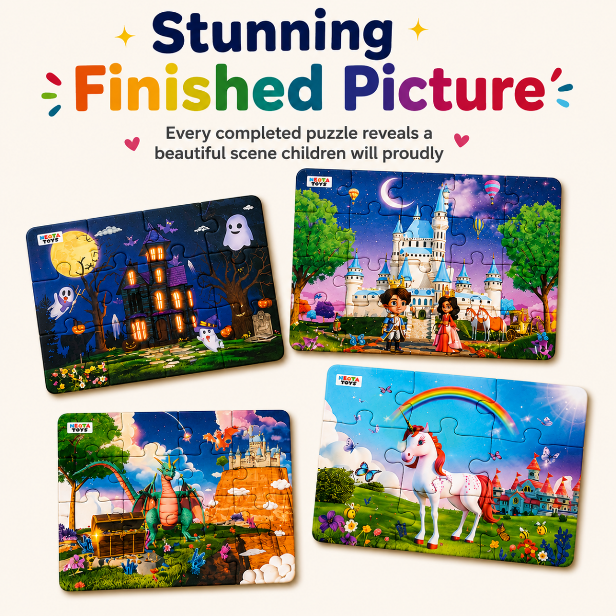 Enchantia - 4 in 1 Level Up & Learn Jigsaw Puzzle (9 Pcs - 20 Pcs) - NESTA TOYS