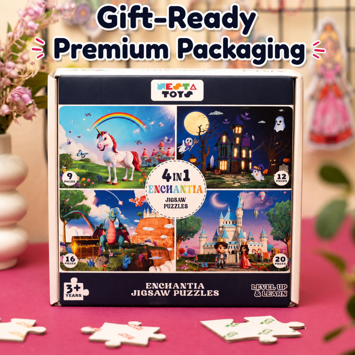 Enchantia - 4 in 1 Level Up & Learn Jigsaw Puzzle (9 Pcs - 20 Pcs) - NESTA TOYS