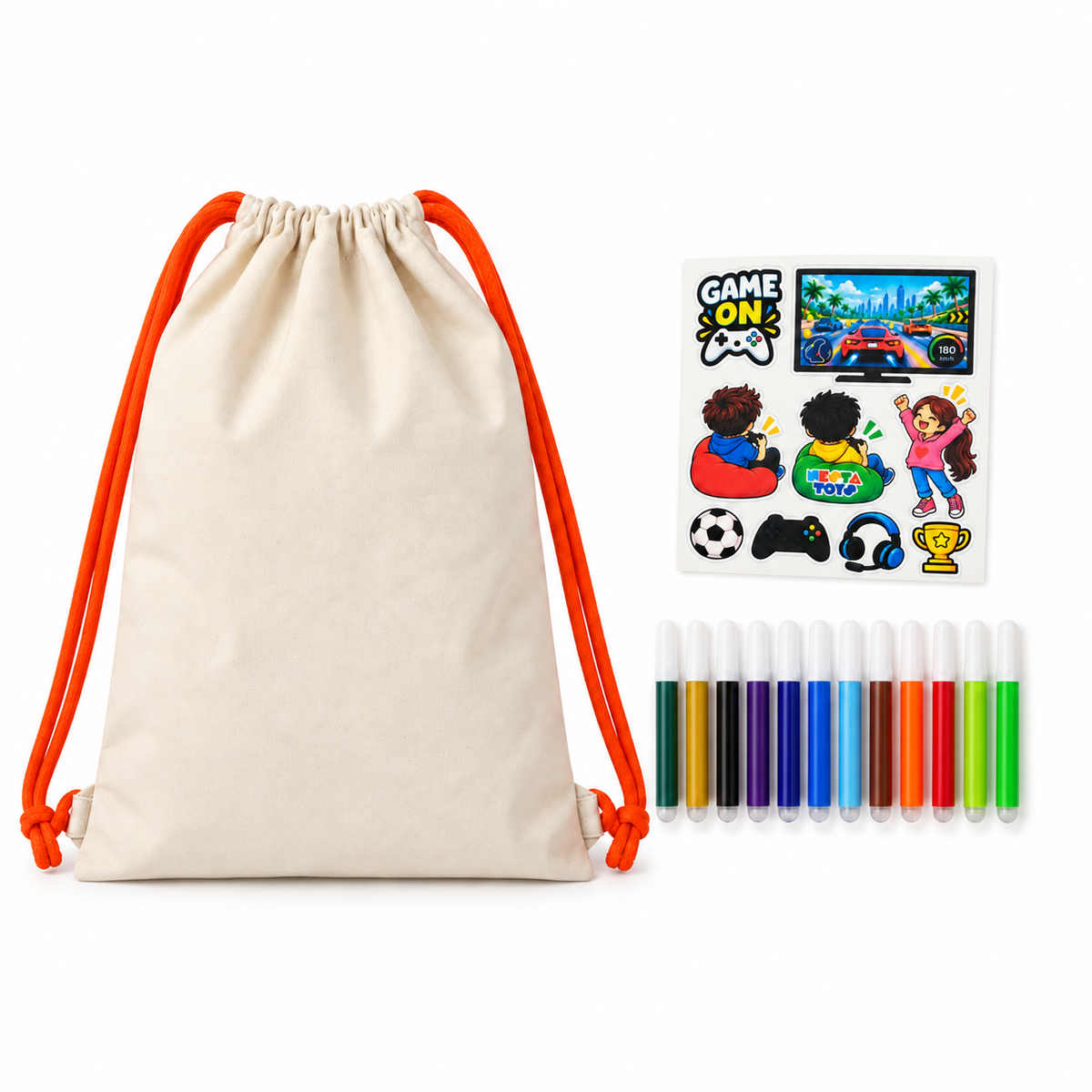 DIY Gaming Drawstring Bag for Kids - Iron-On Sticker Craft Kit