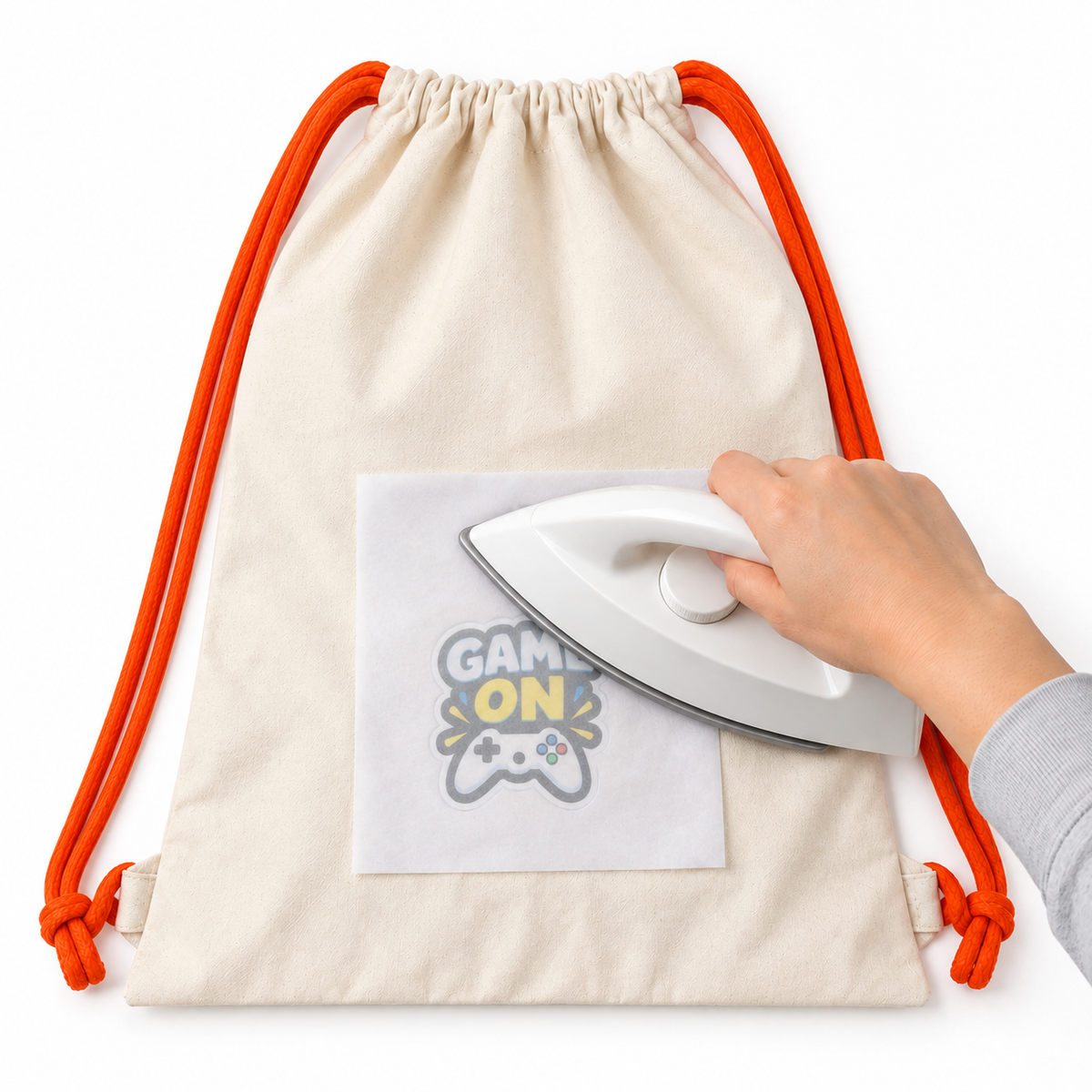 DIY Gaming Drawstring Bag for Kids - Iron-On Sticker Craft Kit