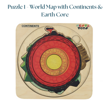 Load image into Gallery viewer, Educational toys, STEM toys Learning Toy, Montessori Wooden puzzle, shape sorter toys, Earth Core puzzle, Water Cycle puzzle, Ocean Layer Puzzle, geography puzzles, continent puzzle
