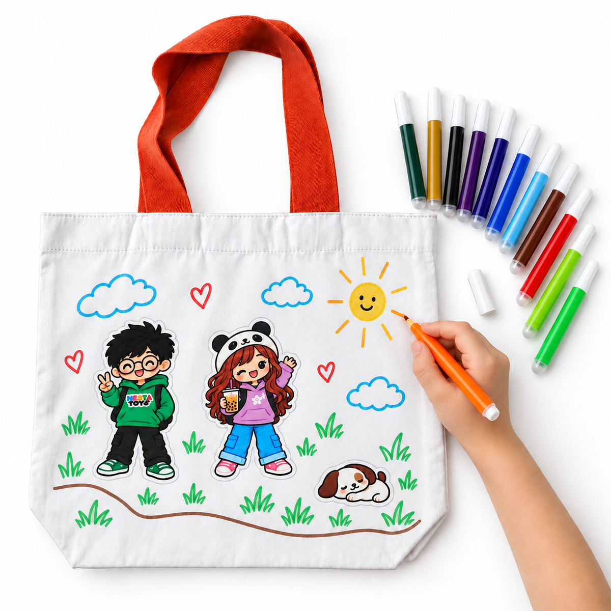 DIY Doodle Tote Bag for Kids - Iron-On Sticker Craft Kit