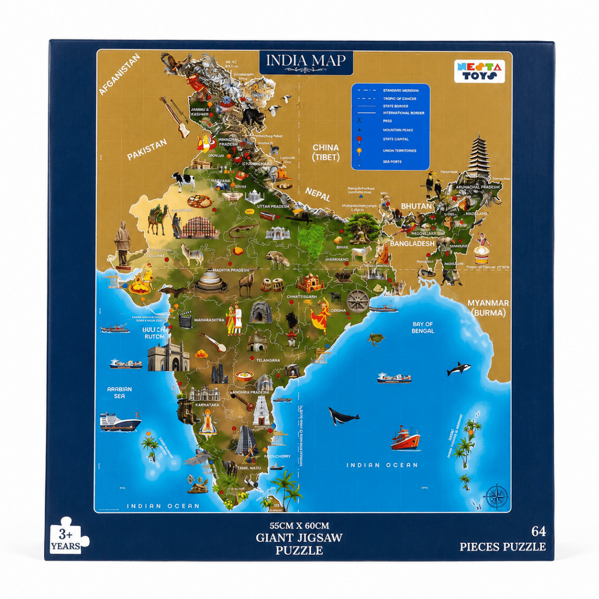 India Map Jigsaw Puzzle (64 Pcs) - NESTA TOYS