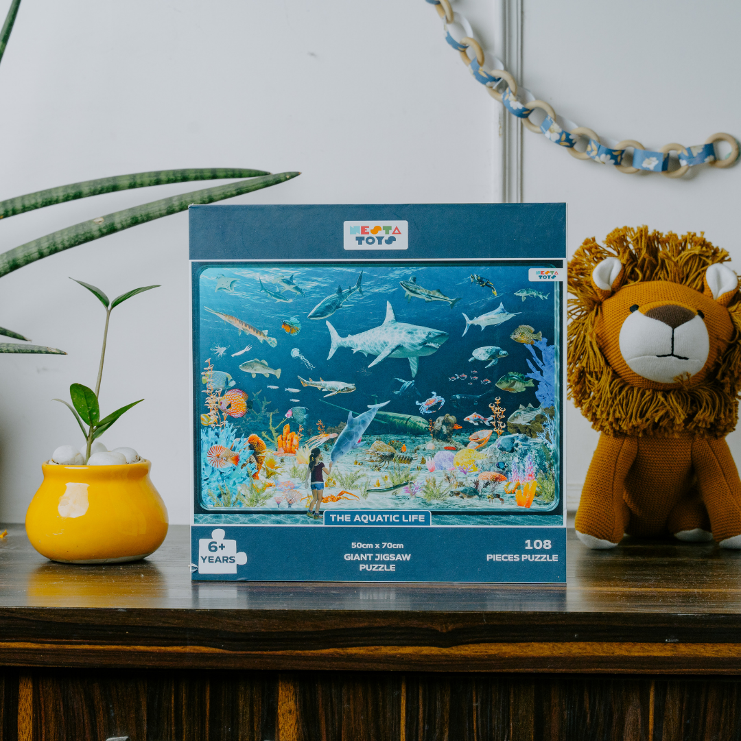 Aquatic Life Jigsaw Puzzle, Jigsaw puzzle for kids, educational toys, learning toys, 100 Pcs Puzzle