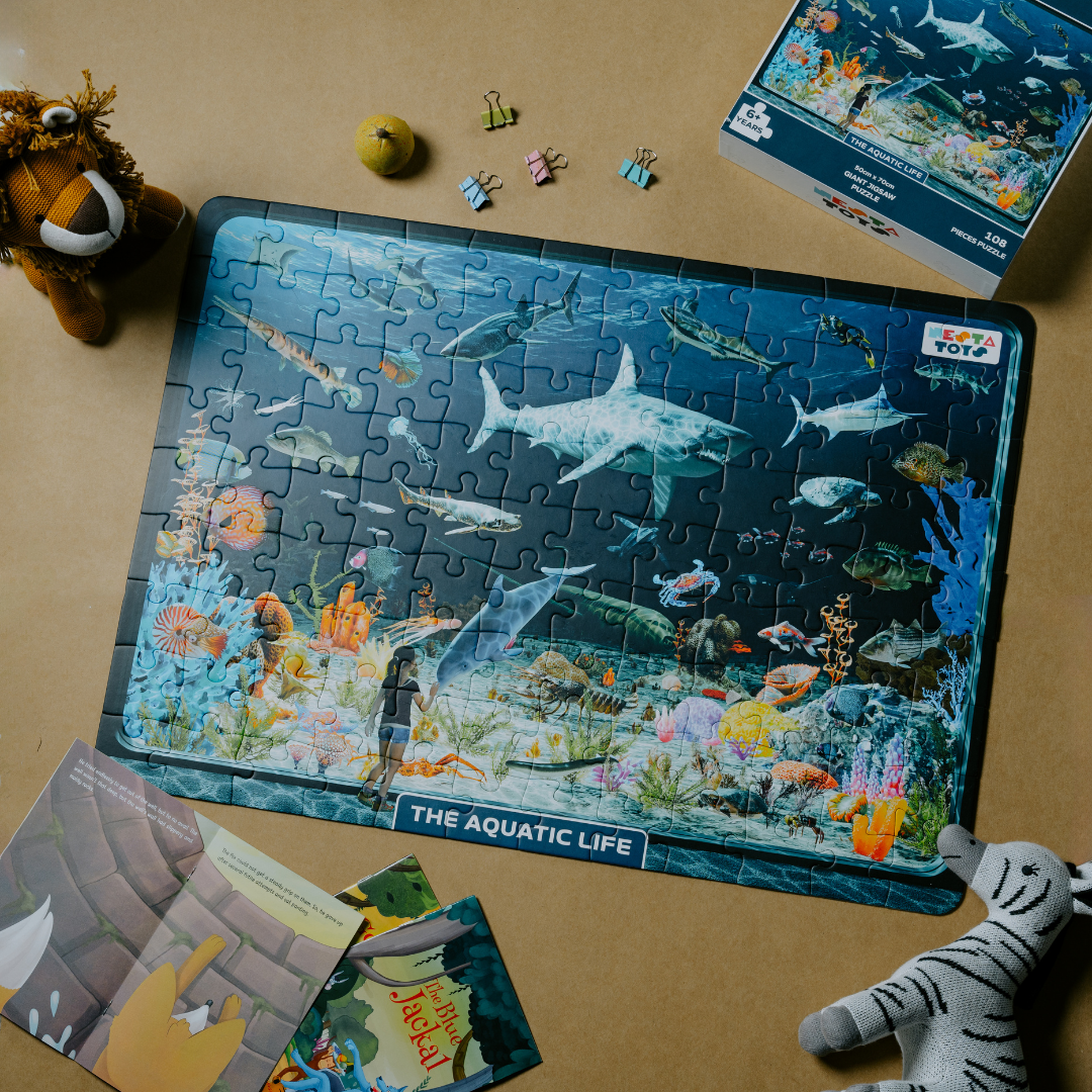 Aquatic Life Jigsaw Puzzle, Jigsaw puzzle for kids, educational toys, learning toys, 100 Pcs Puzzle