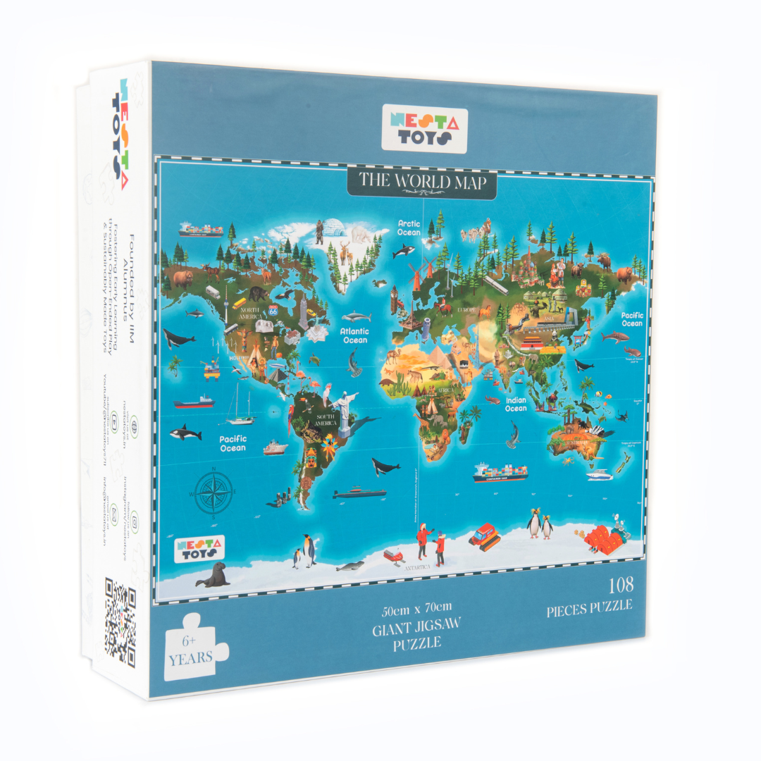 World map jigsaw puzzle, 100 Pcs jigsaw puzzle, educational toy, learning Toy, floor puzzle, nesta toys