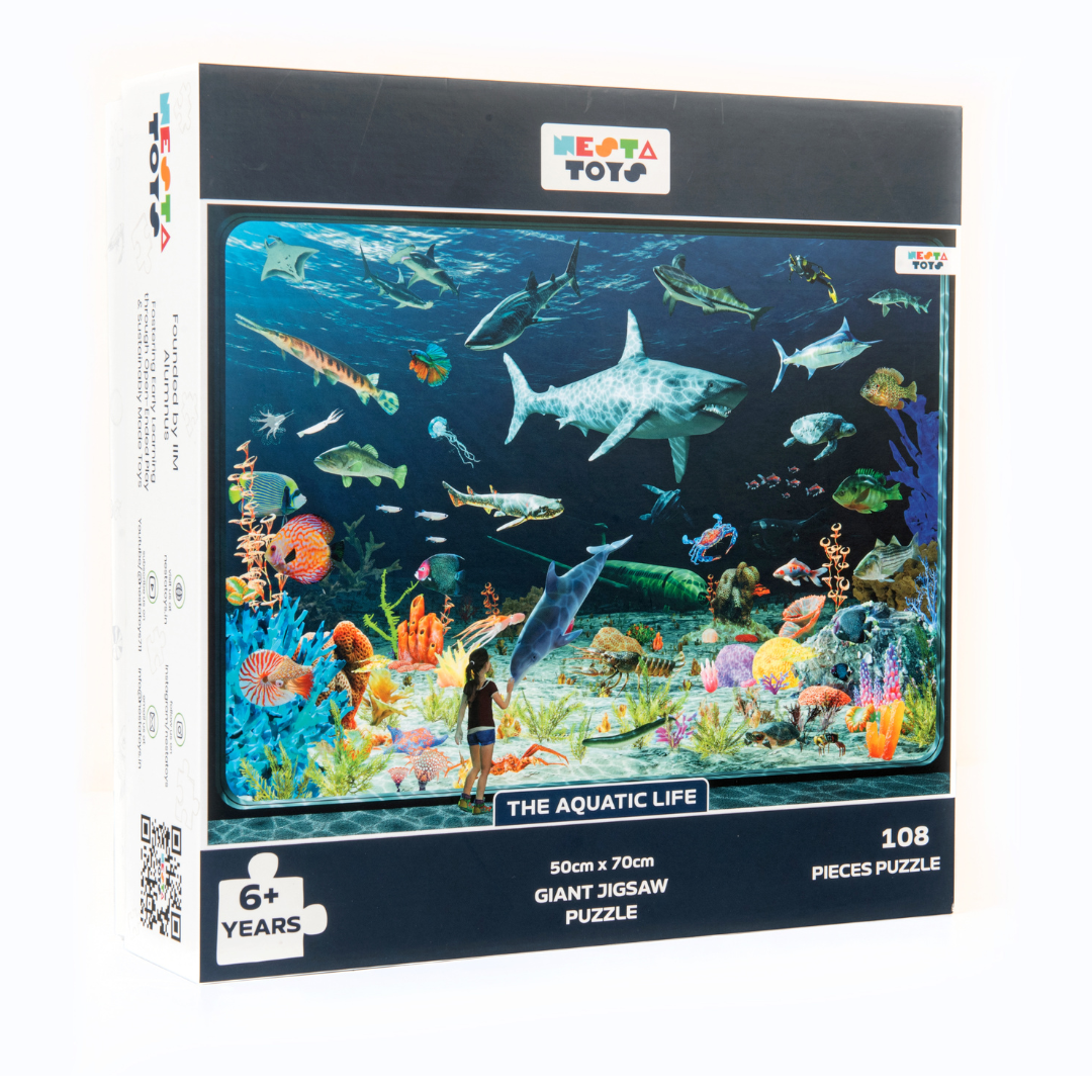 Aquatic Life Jigsaw Puzzle, Jigsaw puzzle for kids, educational toys, learning toys, 100 Pcs Puzzle