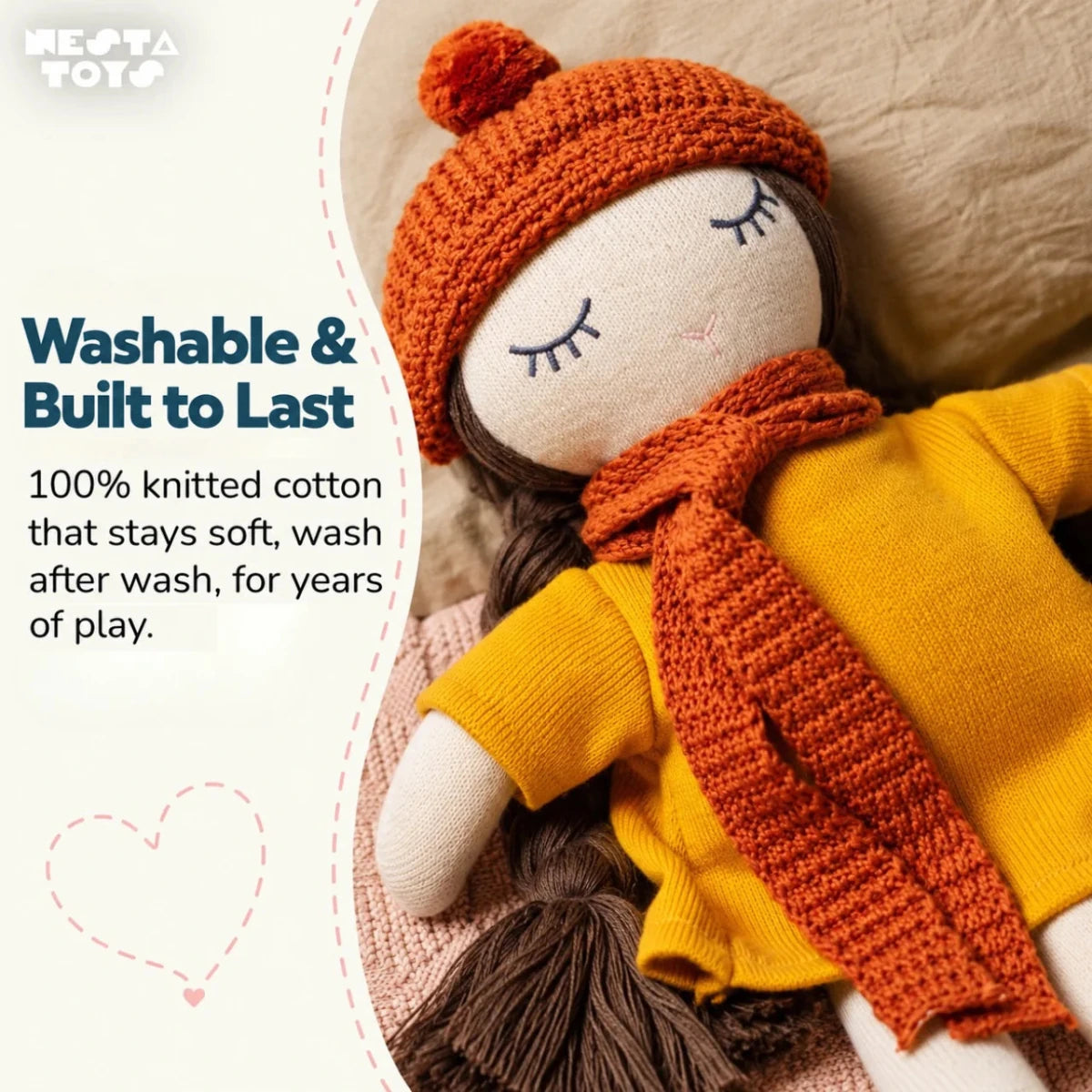 Knitted Cotton Soft Toy Doll - NESTA TOYS