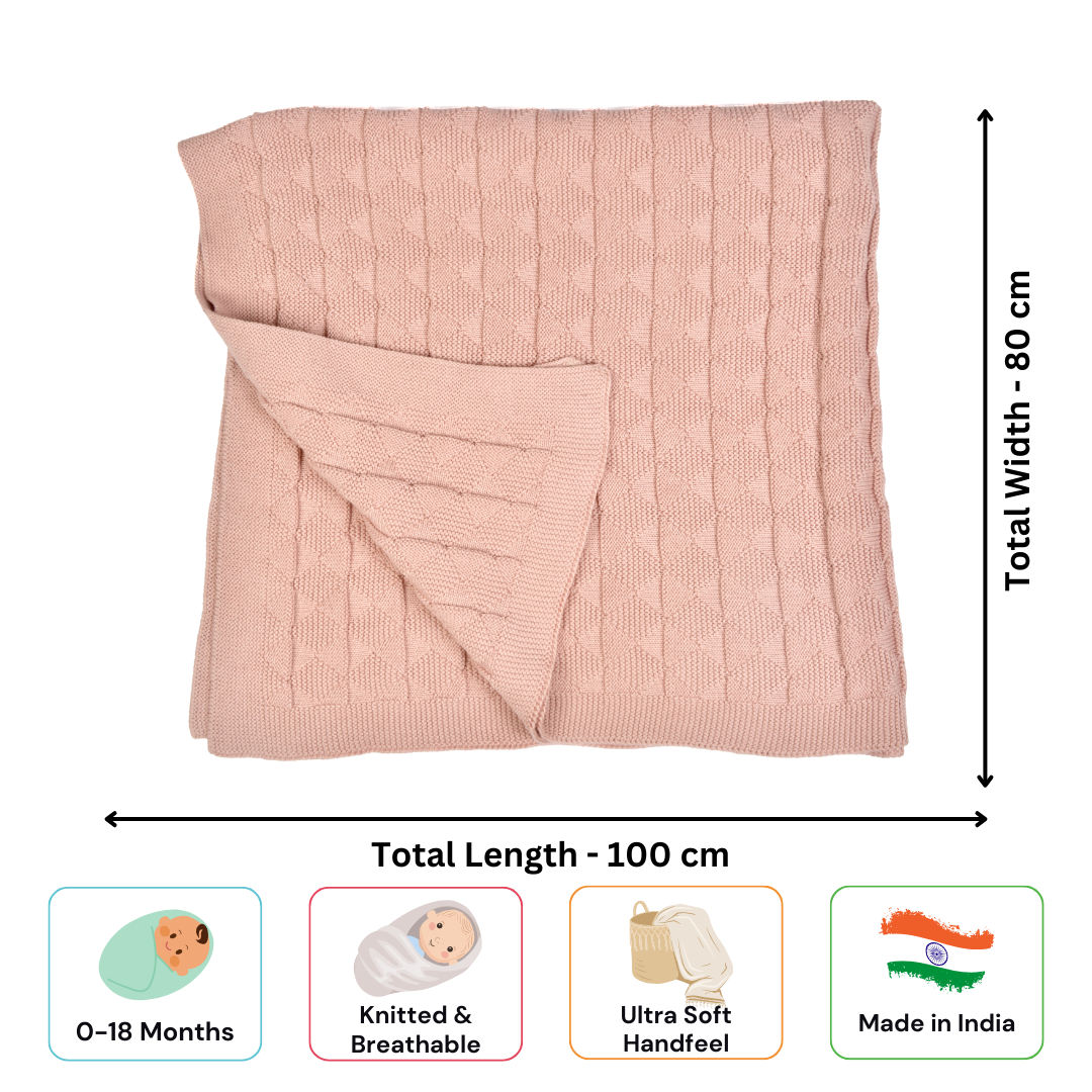 Knitted Cotton Baby Blanket (80x100 cm) | Perfect for Baby’s Comfort