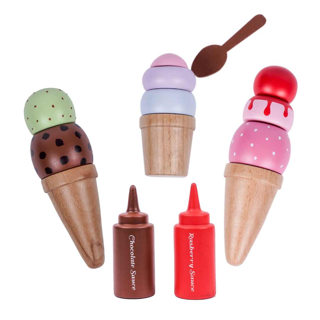 Ice Cream Set Toy, gift for girls, birthday gift, wooden toys, montessori toys, channapatna toys, nesta toys, kitchen toys, pretend play toys, learn through play